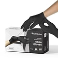 Fifth Pulse Powder Free Nitrile Exam Gloves, Latex Free, XL, Black, 100 Gloves/Box (FMN100004)