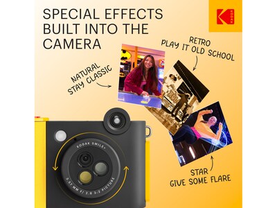 Kodak Smile+ 5 Megapixels Digital Instant Print Camera, Black/Yellow (RODSMPCAMBK)