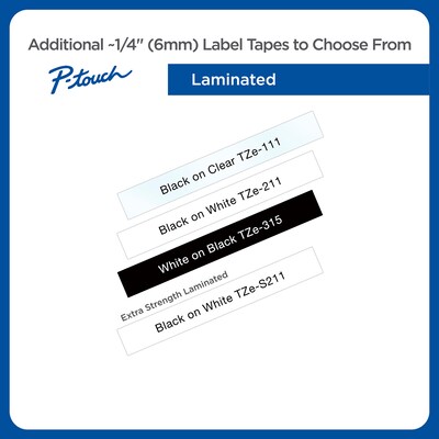 Brother P-touch TZe-211 Laminated Label Maker Tape, 1/4" x 26-2/10', Black On White (TZe-211)
