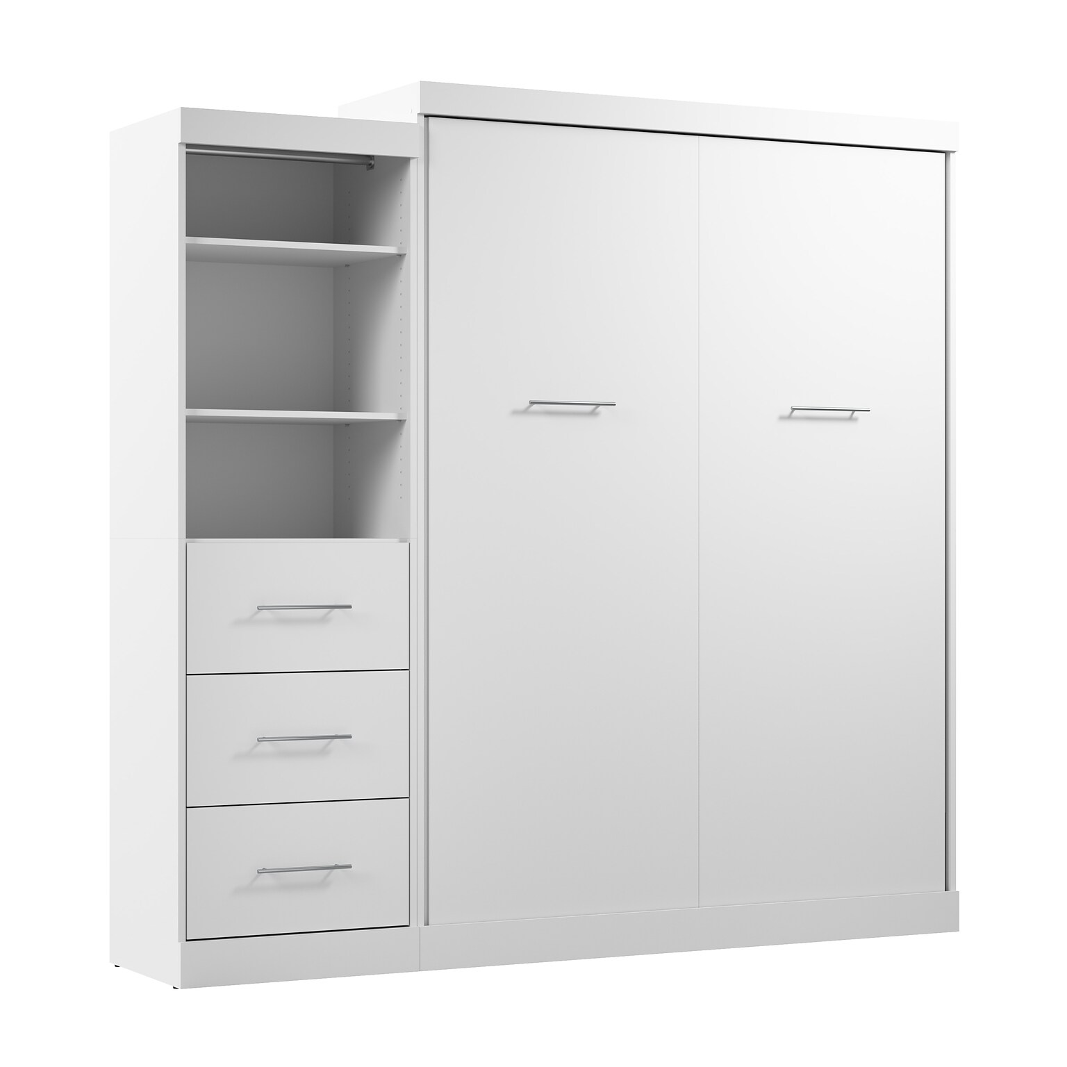 Bestar Nebula Queen Murphy Bed and Closet Organizer with Drawers (90W), White (25982-000017)
