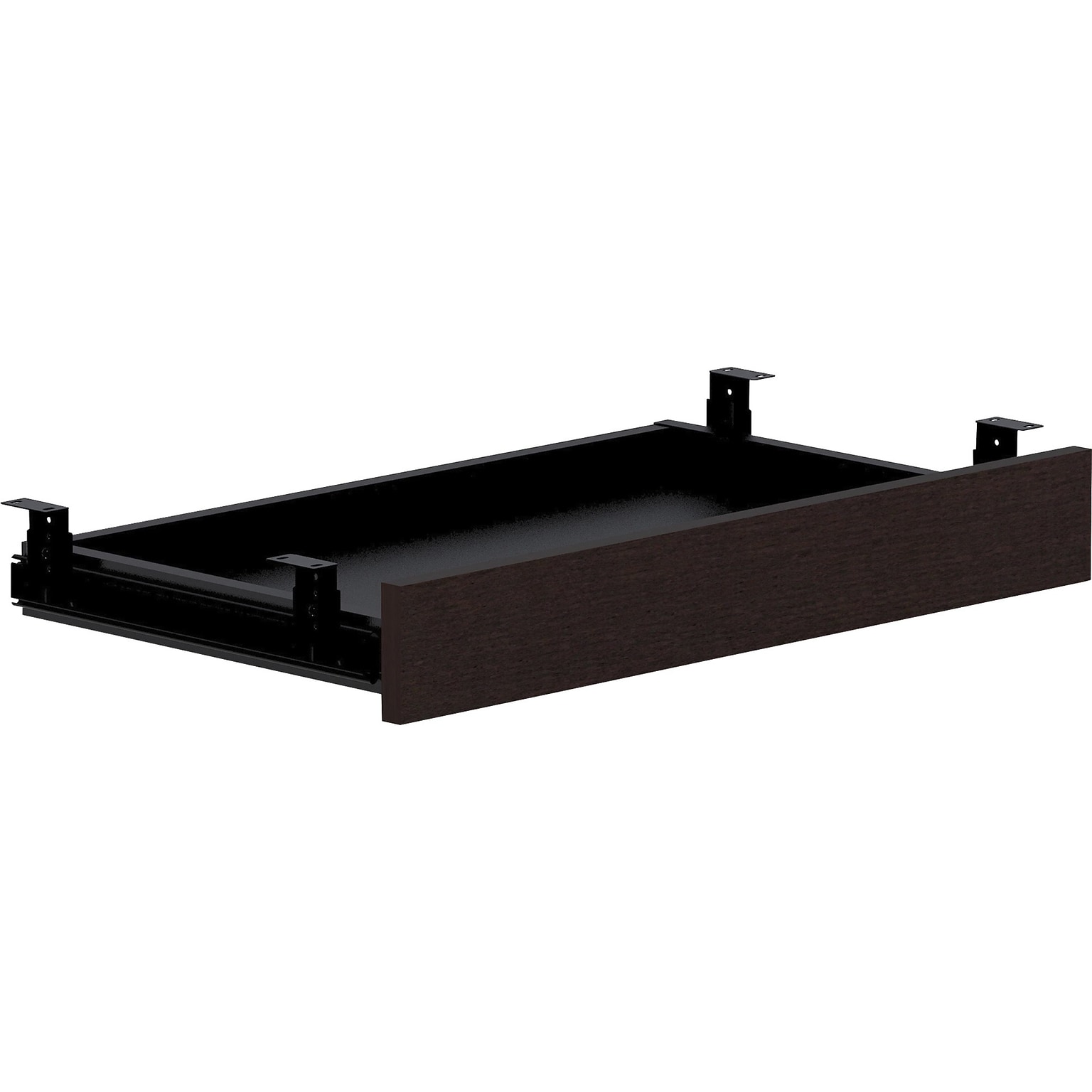 Lorell Essentials Universal Center Drawer, Stationary, 5.1H x 16.7W x 28.4D, Espresso (LLR18224)
