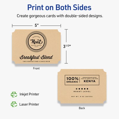 Avery Matte General Use Blank Cards, Kraft Brown, 200/Box (95341)