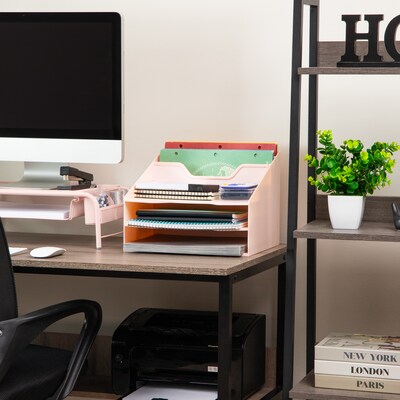 Mind Reader 5-Compartment Plastic Desk Tray, Pink (ANCHBOX5-PNK)