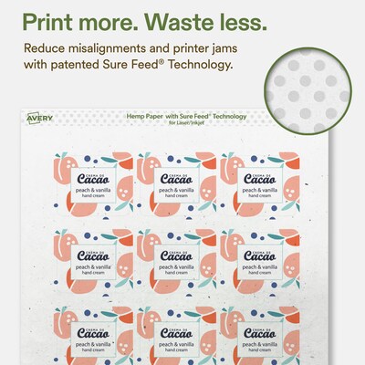 Avery Hemp Rectangle Laser/Inkjet Multipurpose Labels, 1-13/16" x 2-3/16", Off-White (960/Box)