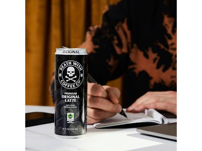 Death Wish Coffee Co. Original Latte Cold Brew Coffee Can, Medium Roast, 11 fl. oz., 12/Carton (LRLATE12)
