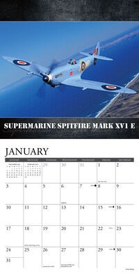 2027 Willow Creek WWII Military Aircraft 7" x 7" Monthly Wall Calendar, Assorted Colors (64306)
