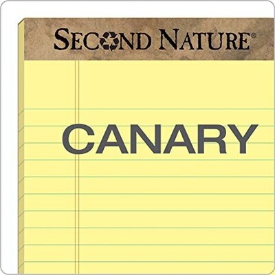 TOPS Second Nature Notepads, 8.5" x 11.75", Wide, Canary, 50 Sheets/Pad, 12 Pads/Pack (74890)