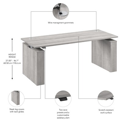 Bush Business Furniture Stratus 72"W Electric Rectangular Adjustable Standing Desk, Platinum Gray (SUT002PG)
