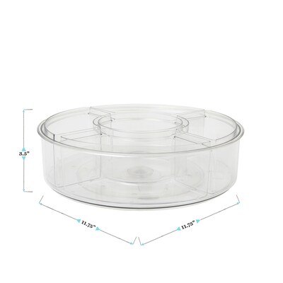 Martha Stewart Brody 5-Compartment Plastic Divided Lazy Susan Desk Storage Organizer, Clear (BEPB5503CLR)