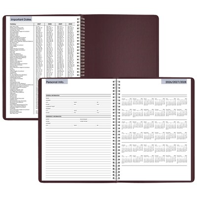 2027 AT-A-GLANCE DayMinder 8" x 11" Weekly Appointment Book, Faux Leather Cover, Burgundy (G520-14-27)