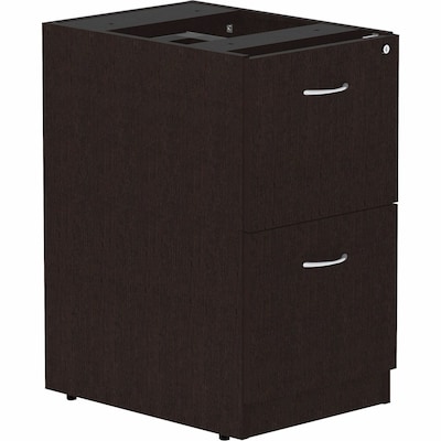 Lorell Essentials 2-Drawer Stationary File/File Cabinet, Letter/Legal Size, Lockable, 28.3Hx 16Wx 22D, Espresso/Silver Brush
