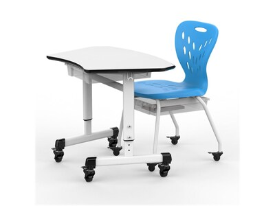 Luxor Plastic/Steel Kids' Desk Chair with Wheels and Storage, Blue/White (MBS-CHAIR)