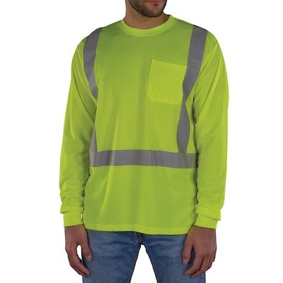 GloWear 8284 High Visibility Long Sleeve T-Shirt, ANSI Type R Class 2, Lime, 2XL (21876)