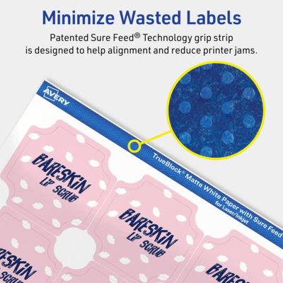 Avery TrueBlock Laser/Inkjet Decorative Edge Multipurpose Labels, 1-5/8" x 1-5/8", White, 200/Pack (94110)