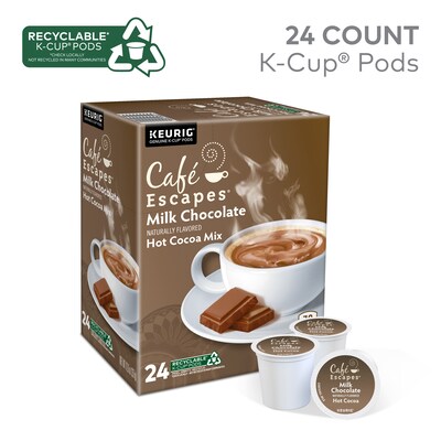 Cafe Escapes Milk Chocolate Hot Cocoa Mix, Keurig® K-Cup® Pods, 24/Box (6801)