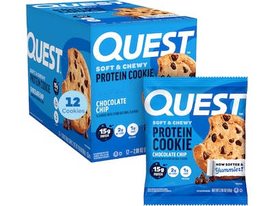 Quest Gluten Free Chocolate Chip Protein Cookies, 2.08 oz., 12/Box (QPCC12M6)