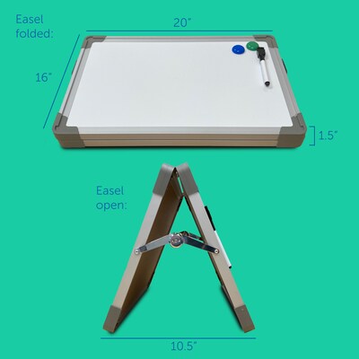 Flipside Large Desktop Easel Set w/ Dry Erase Pen, 2 Magnets (50002)
