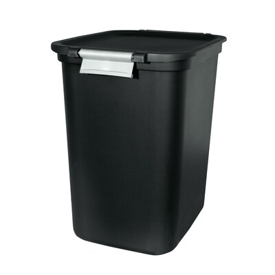 Hefty Locking Hinged Lid Trash Can, 7.7 Gallons, Black, 2/Pack (HFTCOM229207507)