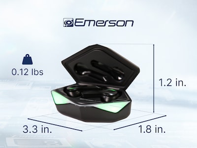 Emerson Gaming True Wireless Bluetooth Earbuds, Black (EG-1501)