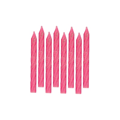 Party City Glitter Spiral Birthday Candles, Pink, 24/Pack (AM170432)