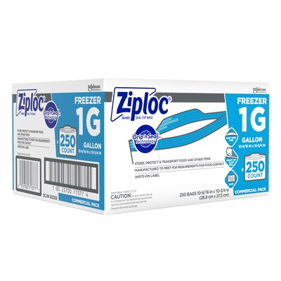 Ziploc Double Zipper Storage Bags, Gallon, 250 Bags/Carton (682257)