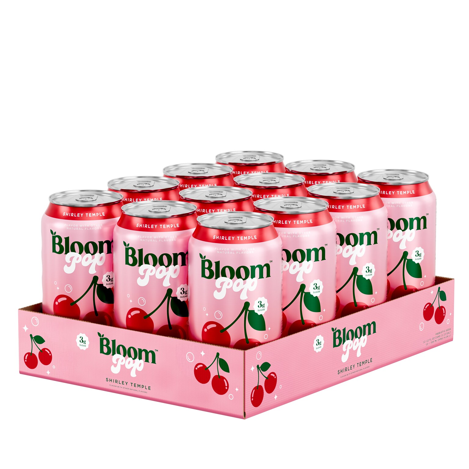 Bloom Pop Prebiotic Shirley Temple Soda, Caffeine Free, 12 oz., 12 Cans/Carton (20040257)