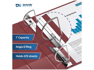 Davis Group Premium Economy 1" 3-Ring Non-View Binders, D-Ring, Burgundy, 6/Pack (2301-08-06)