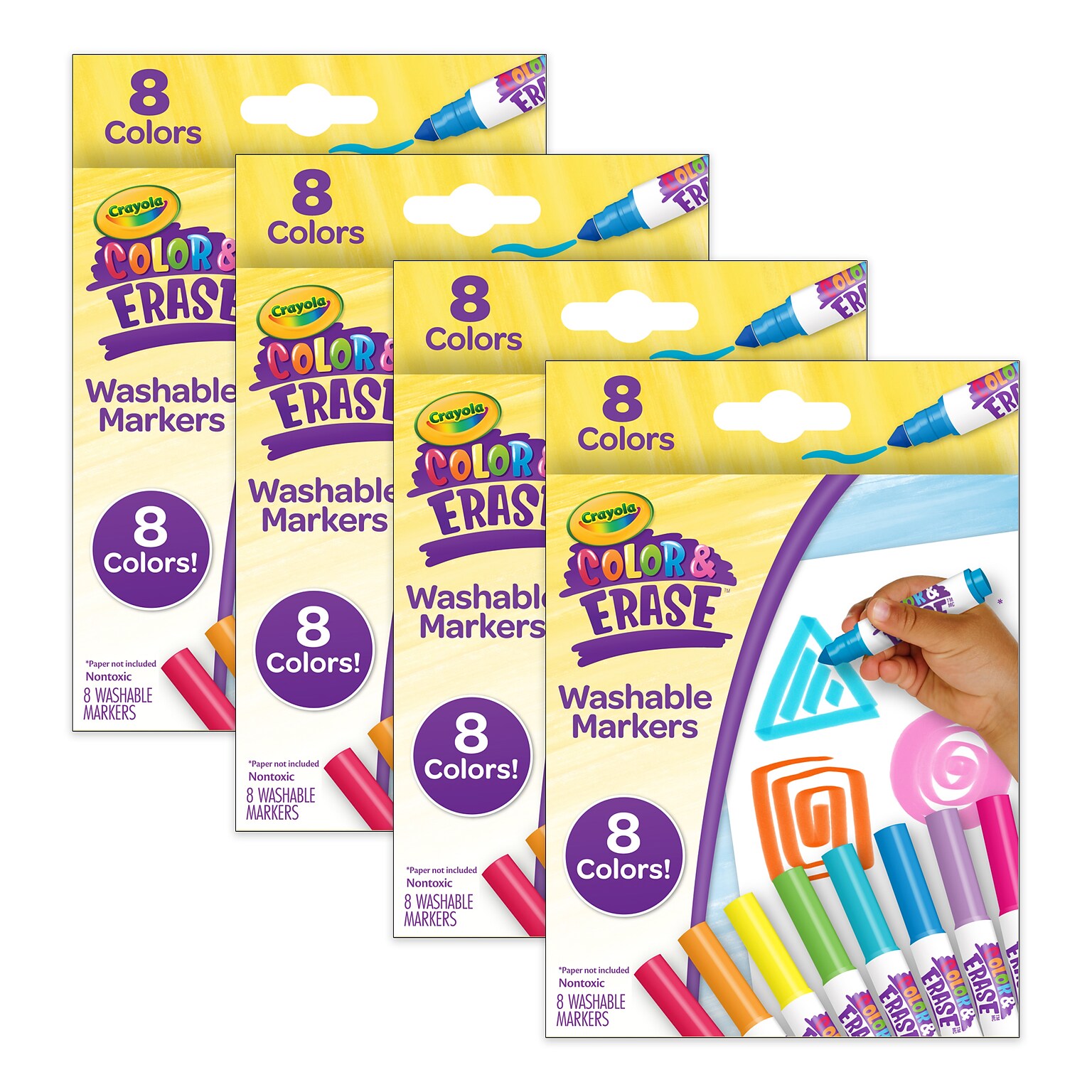 Crayola Color & Erase Kids Markers, Assorted Colors, 8/Pack, 4 Packs/Bundle (BIN811546-4)