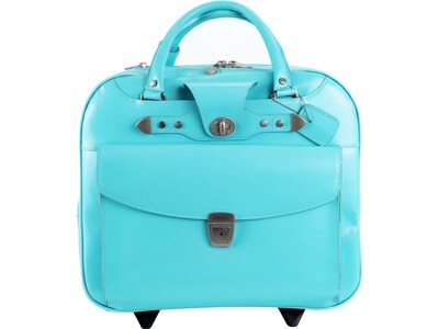 McKlein DENALI 15" Leather Laptop Bag, Aqua Blue (99708)