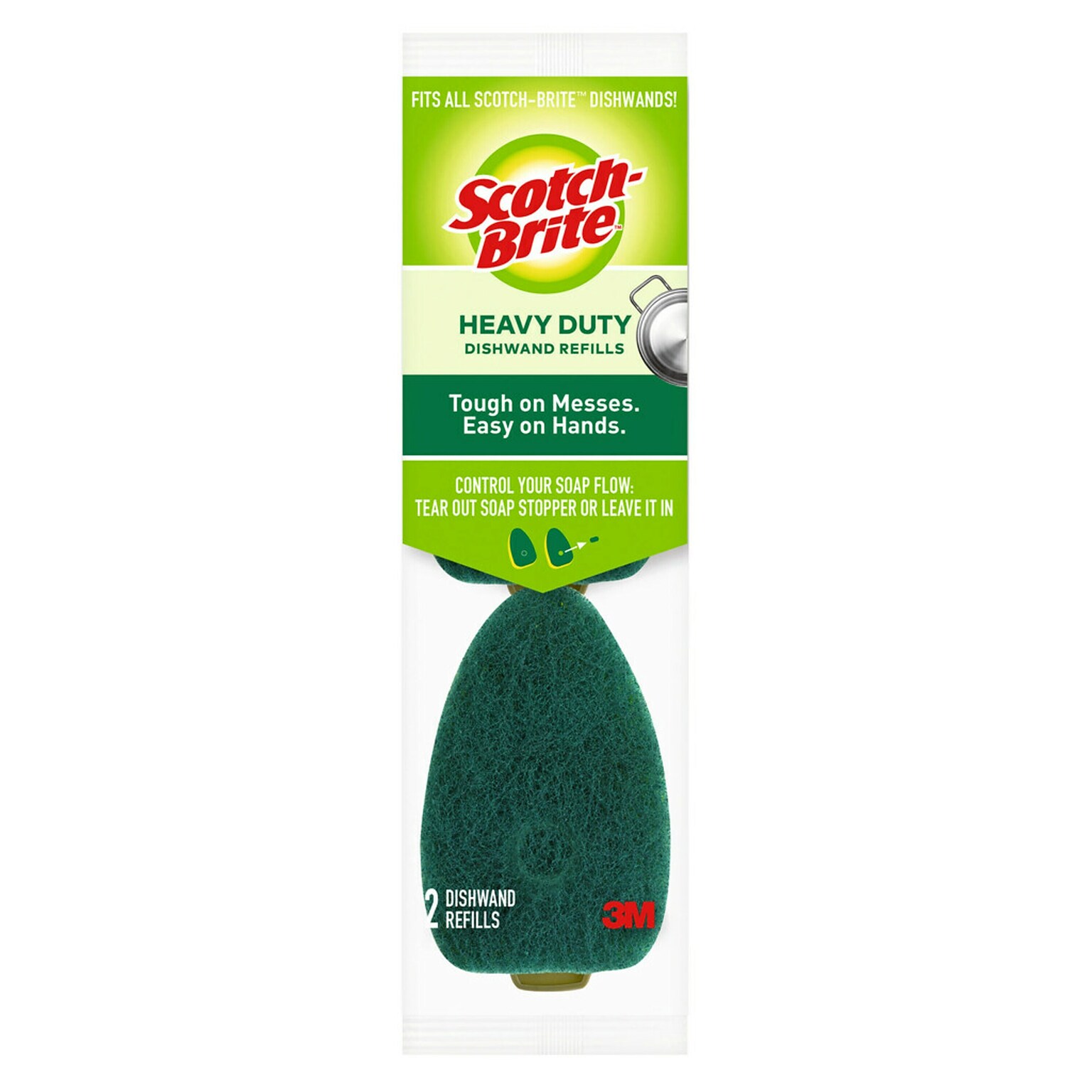 Scotch-Brite Heavy Duty Dishwand Refills, Green, 2/Pack (481-7-RSC)