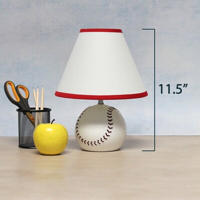 Simple Designs SportsLite 11.5" Tall Athletic Sports Baseball Base Ceramic Bedside Table Desk Lamp (LT1080-BSB)