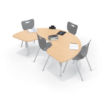 MooreCo Hierarchy Kidney Shaped Table, 72W x 48D, Fusion Maple/Platinum Base (703673562881)