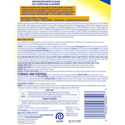 Lysol Professional Advanced Deep Clean All Purpose Cleaner, Lemon Breeze Scent, 32 oz., 12/Carton (1920000351CT)