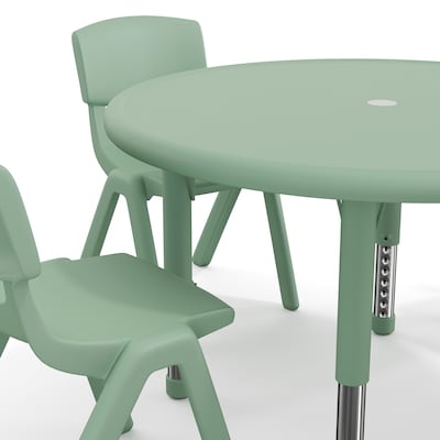 Flash Furniture Emmy 33" Round Activity Table Set, Height Adjustable, Sage (YCX73RNDTBSGEE)