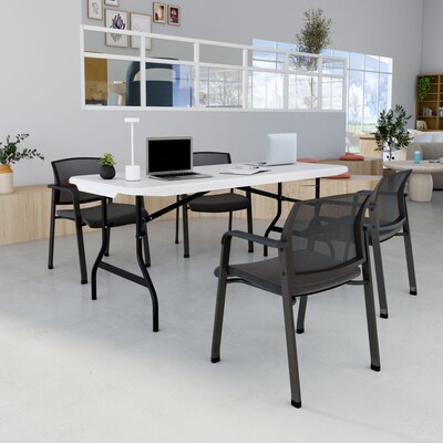 Quill Brand® Folding Table, 6' x 29", White Granite (79123)