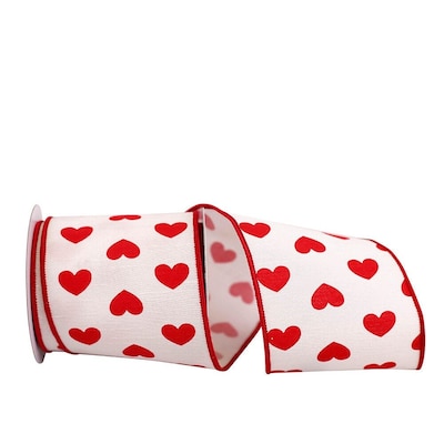 JAM Paper Hearts Ribbon, White/Red (52640340628)