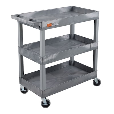 Luxor TUFFY XL 3-Shelf Multi-Purpose Utility Cart, Gray (EC111-G)