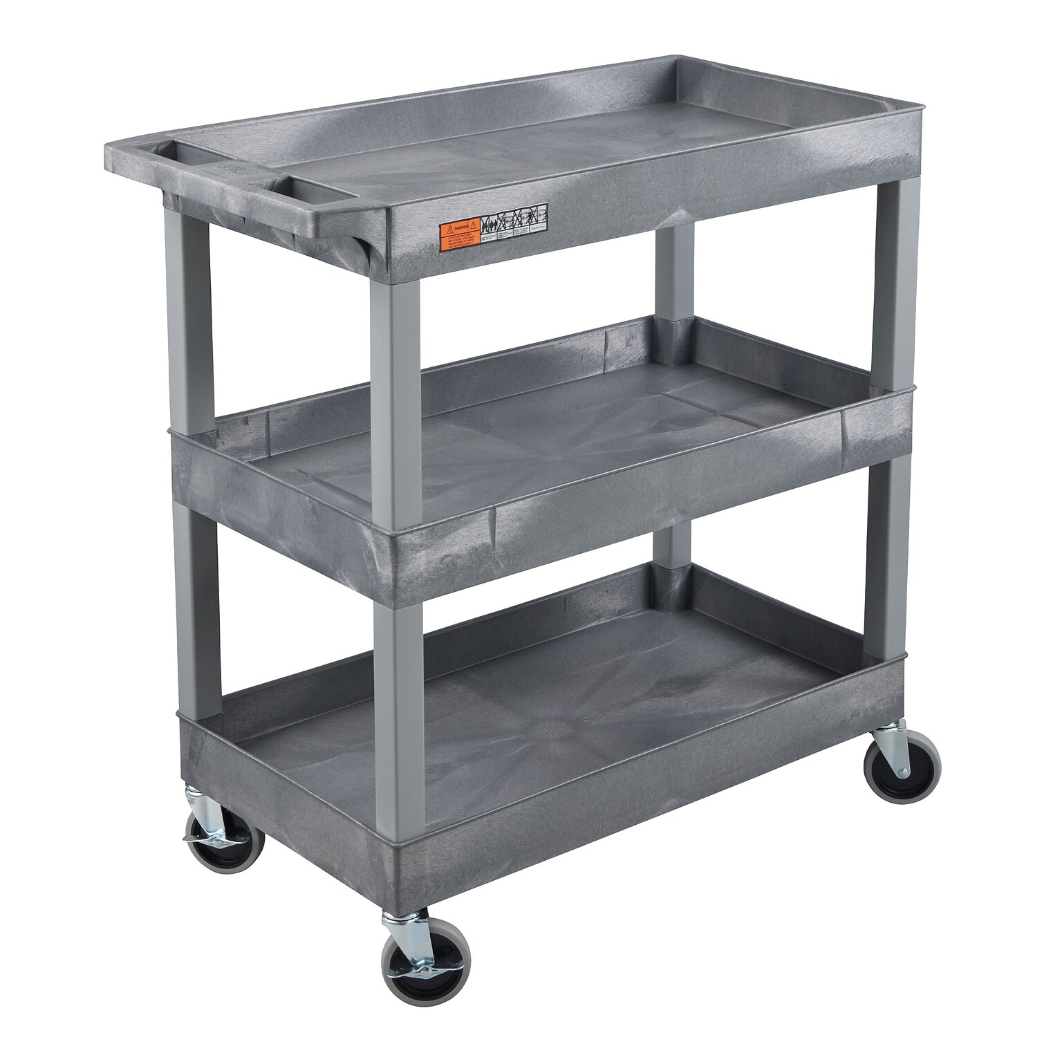 Luxor TUFFY XL 3-Shelf Multi-Purpose Utility Cart, Gray (EC111-G)