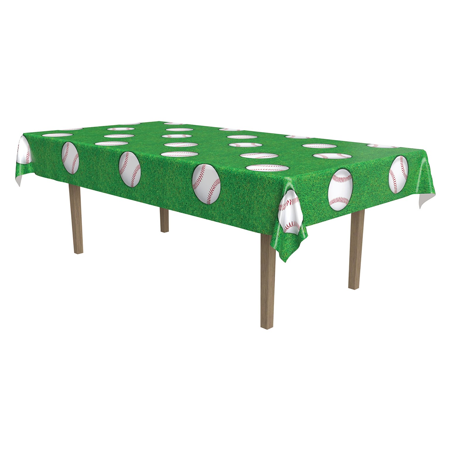 Beistle Baseball Tablecover, Green/White (53668)