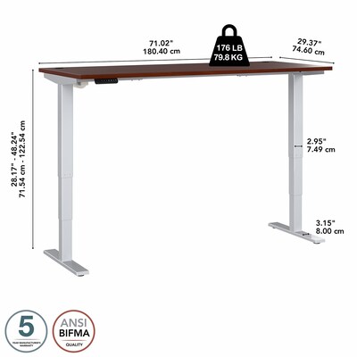 Bush Business Furniture Move 40 Series 72"W Electric Height Adjustable Standing Desk, Hansen Cherry/Cool Gray (M4S7230HCSK)