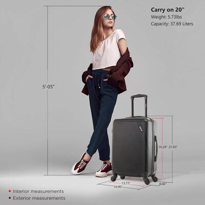 DUKAP Discovery 21.65" Hardside Suitcase, 4-Wheeled Spinner, TSA Checkpoint Friendly, Black (DKDIS00S-BLK)