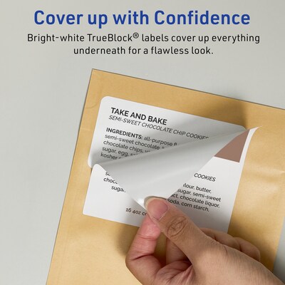 Avery TrueBlock Laser/Inkjet Square Multipurpose Labels, 4" x 4", White, 400/Box (94100)