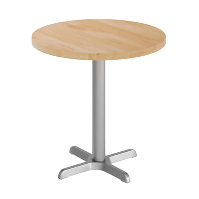 Flash Furniture Bennett 30 Round Wooden Commercial Indoor Table, Natural Top/Silver Base (GSFRD30NTT2222S)