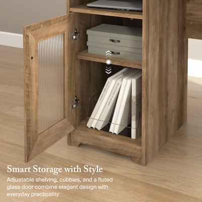 Bush Furniture Cabot 60"W Wood L-Shaped Computer Desk, Reclaimed Pine (WC31530K)