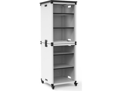 Luxor Mobile 6-Section Modular Classroom Bookshelf, 54.5H x 18.25W x 18.25D, White (MBSCB06)