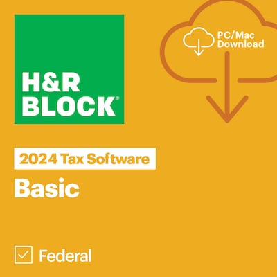 H&R Block Tax Software Basic 2024 for 1 User, Win/Mac, Download (1013800-24)