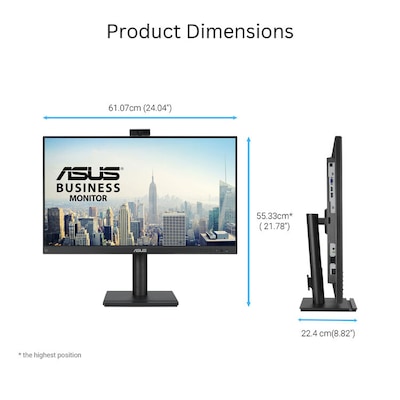Asus BE Series Video Conferencing 27" 100Hz LED Monitor, Built-In Speakers & Webcam, Height-Adjustable, Black (BE279QFK)