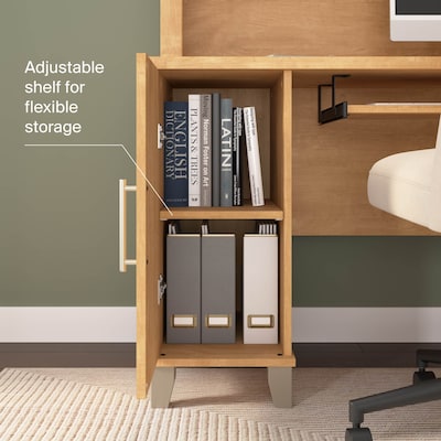 Bush Home Somerset 72" W L Shaped Computer Desk with Hutch, Maple Cross (SET001MC)