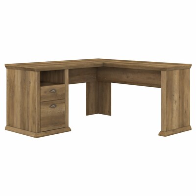 Bush Furniture Yorktown 60 L-Shaped Desk with Storage, Reclaimed Pine (WC40530-03)