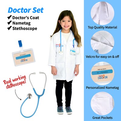 Bintiva Dress Up/Drama Play Hero Trunk Set, Fireman/Police/Doctor, 13 Pieces/Set (BNVBT022)